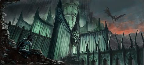 stones, the Lord of the rings, art, fortress, Gollum, nazgul HD wallpaper Minas Morgul, Gollum Smeagol, Fantasy Castle, Thranduil, Legolas, Gandalf, Wallpaper Free Download, Middle Earth, Fantasy Landscape