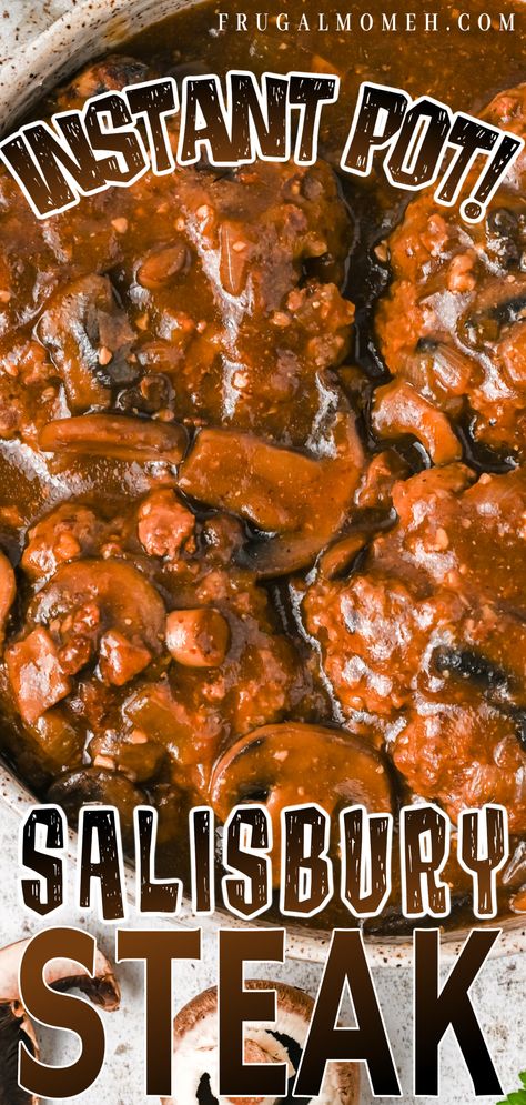 Looking for a delicious, easy and quick dinner idea? Try this Instant Pot Salisbury Steak recipe. It’s sure to be a family favourite! Salisbury Steak Recipe Instant Pot, Salsbury Steak Insta Pot, Instapot Salisbury Steak Recipe, Instapot Steak Recipes, Instant Pot Salisbury Steak, Salisbury Steak Crockpot, Hamburger Steak And Gravy, Salisbury Steak Recipe, Skirt Steak Recipes