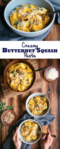 Vegetarian Butternut Butternut Tortellini, Butternut Squash Pasta Sauce Recipe, Pine Nuts Pasta, Creamy Butternut Squash Pasta, Squash Pasta Sauce, Pasta Vegetarian, Butternut Squash Pasta Sauce, Butternut Squash Sauce, Pasta Sauce Recipe