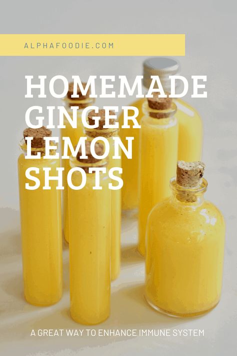 These simple lemon, ginger, honey and cayenne immunity shots are part of a wonderful immune booster juice to start the day right during cold and flu season ( or any time of the year!) Lemon Immunity Shots, Ginger Lemon Honey Shots, Juicing Ginger Shots, Ginger Turmeric Cayenne Shot Recipe, Juicing Wellness Shots, Ginger Tumeric Lemon Honey Shots, Mucus Clearing Ginger Shots, Lemon Cayenne Detox Recipe, Ginger Immunity Shot Recipe