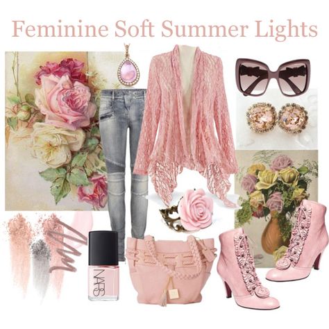 Feminine style soft summer light clothes Kibbe Archetypes, Summer Complexion, Color Wardrobe, Shaded Summer, Dusky Summer, Cool Summer Palette, Colour Season, Soft Summer Palette, Soft Summer Color Palette