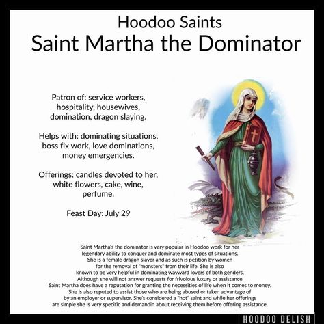 Hoodoo Saints - Saint Martha The Dominator Saint Martha The Dominator, St Martha The Dominator, Hoodoo Saints, Hoodoo Conjure Rootwork, Hoodoo Rootwork, Saint Martha, Hoodoo Magic, Hoodoo Conjure, Hoodoo Spells