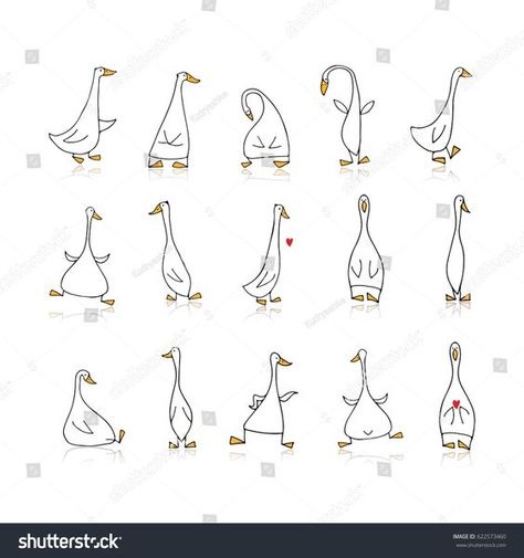 Goose Couple Tattoo, Goose Illustration Drawings, Goose Doodle Cute, Cartoon Goose Drawing, Goose Line Art, Silly Goose Tattoo Matching, Simple Goose Drawing, Cute Goose Illustration, Funny Goose Tattoo