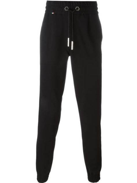 PHILIPP PLEIN Side Stripe Track Pants. #philippplein #cloth #pants Designer Sweatpants, Cloth Pants, Philipp Plein, Side Stripe, Welt Pocket, Track Pants, Black Cotton, On Sale, Sweatpants