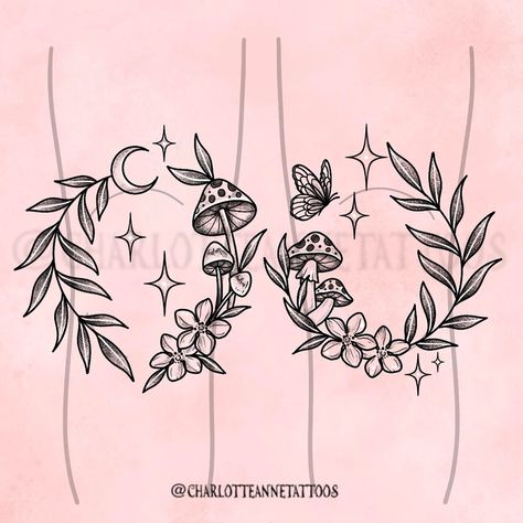 Charlotte Brown | These would make the cutest knee or elbow frames… drop me a message to get them booked #tattooartist #tattooideas #tattooart #tattoos… | Instagram Book Elbow Tattoo, Cottagecore Knee Tattoo, Cute Elbow Tattoos For Women, Female Elbow Tattoo Ideas, Dainty Floral Tattoo Design, Round Tattoo Ideas Circles, Tattoos Around The Elbow, Tattoos For Knees, Round Elbow Tattoo