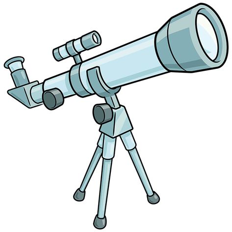 How to Draw Telescope: Step 10 Person Looking Through Telescope Drawing, Telescope Drawing Easy, Telescope Concept Art, Telescope Sketch, Telescope Painting, Telescope Sticker, Telescope Illustration, Telescope Art, Telescope Drawing