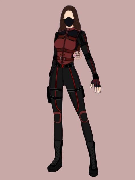 Shifting Suits Mcu, Superhero Design Costume, Red Superhero Costume, Red Hero Suit Design, Red Black Widow Suit, Hydra Suit Female, Woman Superhero Suit Design, Mcu Oc Suit, Red Super Hero Suit