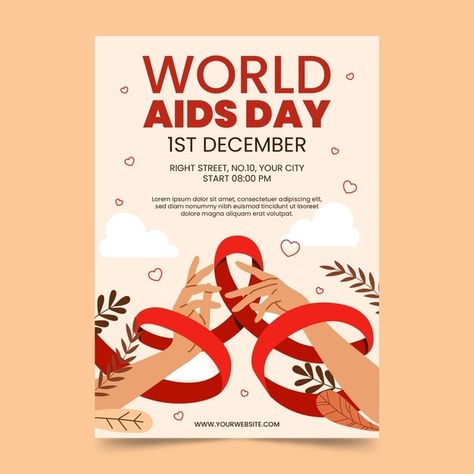 Hand drawn flat world aids day vertical ... | Free Vector #Freepik #freevector #poster Aids Day Poster Quotes, World Aids Day Poster Ideas, Aids Awareness Poster Art, Poster Hiv Aids, World Aids Day Posters, Aids Day Poster, Aids Poster, Poster Examples, Hiv Aids Awareness