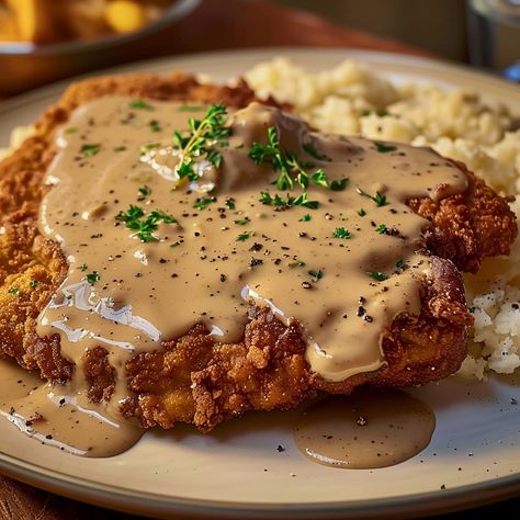 Classic Chicken Fried Steak with Country Gravy - Simply Recipes - Fewer Worries, More Delight Country Fried Steak And Brown Gravy, Country Fried Steak And Gravy, Country Fried Steak Recipe, Country Gravy Recipe, Beef Cubed Steak, Breaded Steak, Turkey Cutlets, Country Gravy, Country Fried Steak