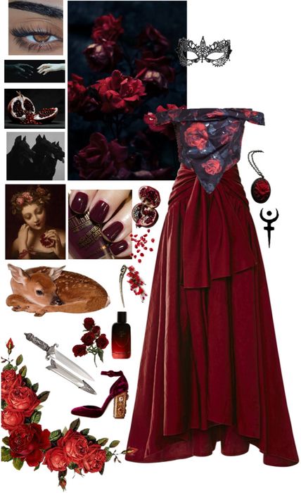 Persephone Outfit Aesthetic, Persephone Aesthetic Outfit, Persephone Outfit, Kiki Rockwell, Lizzy Hearts, Lilith Aesthetic, Masquerade Outfit, On His Knees, Shoplook Outfits