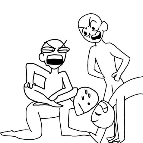 Friend Groups Of 4 Cartoon, Stick Man Friend Group, Trio Friendgroup Dynamics, Draw Your Squad Funny Best Friends, Drawing Poses Group Meme, Meme Drawing Base Squad, Draw Your Squad Meme, Squad Art, Group Drawing