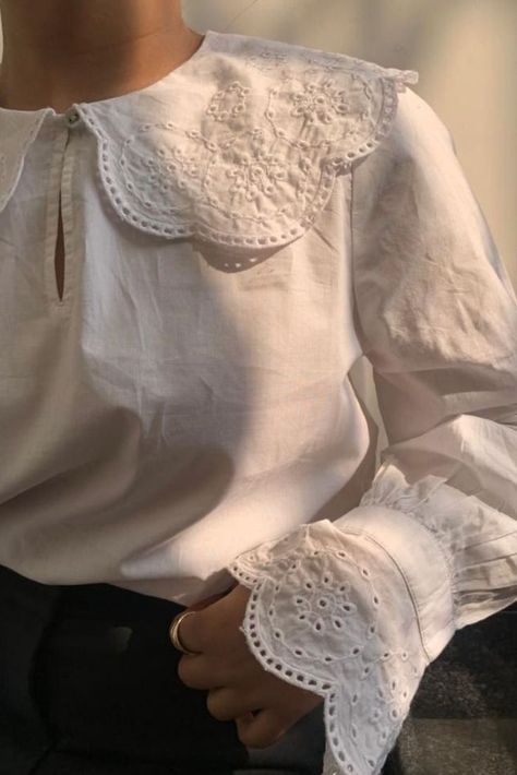 Embroidered Collar Shirt, Lace Collar Shirt, Cuffs Shirt, Co Ords Outfits, House Of M, Collared Shirts, Sassy Outfit, Collared Dress, Flat Collar