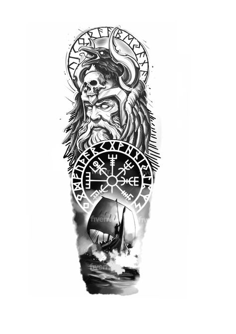 Odin Tattoo, Gothic Tattoos, Viking Tattoo Sleeve, Zeus Tattoo, Ear Tattoo Ideas, Ear Tattoos, Egypt Tattoo, Feather Tattoo Design, Tattoo Zeichnungen