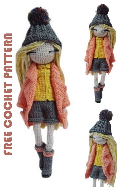 Crochet Doll Coat Free Pattern, Crochet Critters, Crochet Doll Clothes Patterns, Doll Patterns Free, Crochet Doll Tutorial, Crochet Shoes Pattern, Crochet Doll Dress, Womens Crochet Patterns, Crochet Dolls Free Patterns