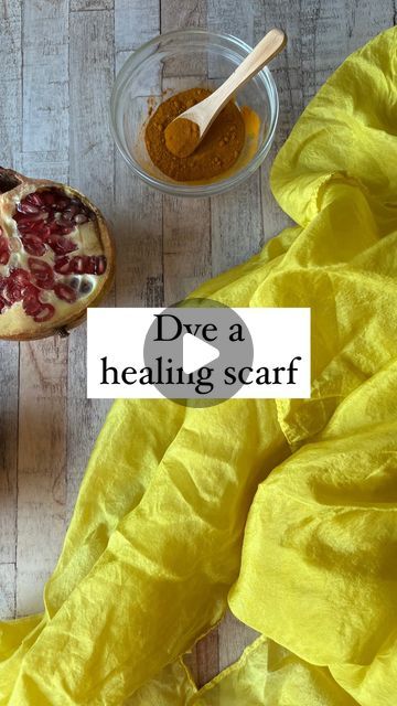 Rebecca Desnos 🌿 Natural Dyeing on Instagram: "A recipe to dye a healing scarf 💛

Turmeric has been used as a dye in Asia for generations.

It’s one of the herbs used in Ayurvastra, which is a branch of ayurveda where fabric is dyed with healing herbs. I can’t make any promises, but there are studies that show that Ayurvastra-dyed clothing can give relief to some conditions such as eczema.

So why not dye yourself a soothing scarf or other clothing? 😌🍊💛

Try this dyeing method with pomegranate skins as a premordant — pomegranate skins produce yellow dye, and the tannins act as a natural mordant. Then over dye the cloth with turmeric. The intense yellow from the turmeric will eventually fade in sunlight, but you can redye your fabric in turmeric to top up the goodness. 

🗣️ Just drop Natural Dyeing, Healing Herbs, Natural Dyes, Ayurveda, Pomegranate, Instagram A, Herbs, Healing, Dye