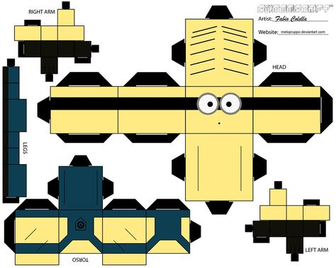 Minion papercraft template Despicable Me Crafts, Diy Minions, Despicable Me Party, Minions 2, Minion 2, Cardboard Toys, Folding Paper, Minions Despicable Me, Minion Party