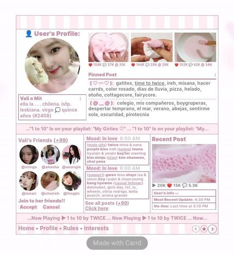 Pink Carrd Inspo Template, Kpop Carrd Templates, Carrd Inspo Pink, Pink Carrd, Carrd Inspo Kpop, Idea Template, Carrd Resources, Rentry Inspo, Ios Homescreen