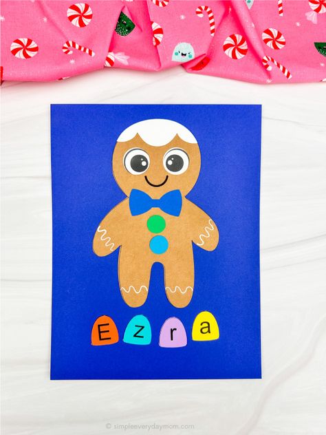 Gingerbread Man Art Projects For Kids, Gingerbread Man Art Preschool, Gingerbread Name Craft, Gingerbread Crafts For Kindergarten, Gingerbread Man Crafts For Preschoolers, Gingerbread Art Projects For Kids, Gingerbread Preschool, Gingerbread Man Preschool, Gingerbread Man Craft