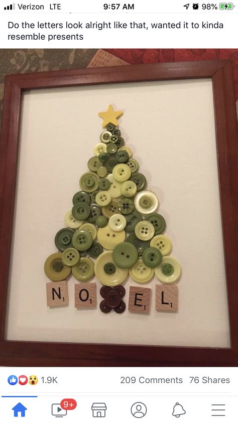 Christmas Tree Button Art, Old Buttons Ideas Diy Projects, Button Art Christmas, Christmas Button Crafts, Christmas Frames Diy, Button Tree Art, Button Trees, Button Jar, Pioneer Crafts