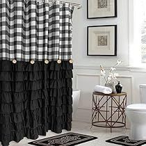 White Ruffle Shower Curtain, Buffalo Check Shower Curtain, Shower Curtain Black And White, Curtain Black And White, Country Shower Curtain, Black And White Shower Curtain, Plaid Shower Curtain, Ruffle Shower Curtains, Farmhouse Shower Curtain