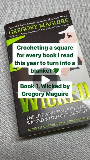 473K views · 27K likes | 🩷Jennifer🩷 on Instagram: "I thought it would be so fun to have a project that lasts all year and I decided to do a crochet one where I crochet a square for every book I read this year!! 

Book 1 was Wicked by Gregory Maguire, although I didn’t enjoy the book, I love the musical. So I was so excited to create this!!

I’ve never done tapestry crochet before so it’s not… great 🥲 but I still had fun making it!! hopefully I’ll improve over the year!! I’ll make updates for every square I make 💚

#wicked #bookstagram #reading #book #booklover #wickedmusical #elphaba #crochet #crochetersofinstagram #crocheter #crochetaddict #wizardofoz #readingchallenge #glinda #galinda #wickedwitchofthewest #oz #thewizardandi" Crochet A Square, Soft Things, Wicked Musical, Wicked Witch Of The West, Year Book, Wicked Witch, Reading Challenge, Needle Work, Reading Book