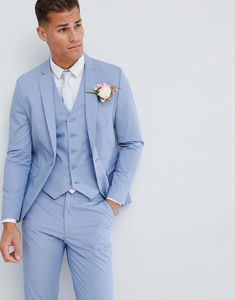 Blue Prom Suit, Suits For Guys, Groom Blue Suit, Baby Blue Weddings, Light Blue Suit, Prom Suits For Men, Groom Wedding Attire, Prom Tuxedo