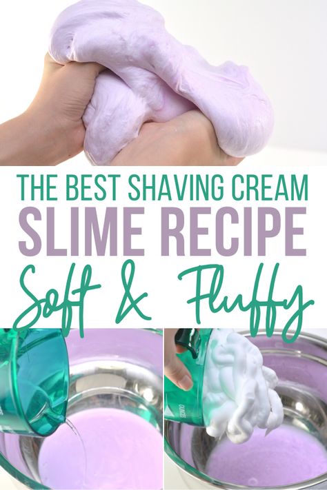 Slime For Kindergarten, Fluffy Slime Recipe Shaving Cream, Shaving Cream Slime Recipe, Shaving Cream Slime, Make Slime Without Glue, Puffy Slime, Slime With Shaving Cream, Sensory Slime, Slime Without Glue