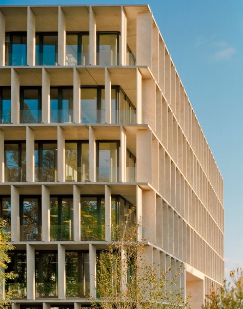 Industrial Facade, Eth Zurich, University Building, Facade Material, Facade Architecture Design, Stone Facade, Wood Architecture, Stone Architecture, Brick Facade