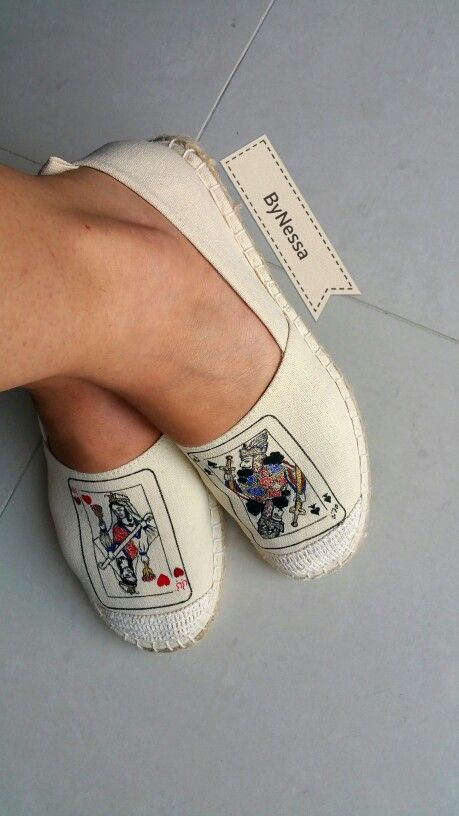 Hand painted espadrille, old Persian plying cards inspiration Shoes Painting, Persian Art, Closet Goals, Painted Shoes, Flat Espadrille, High End Fashion, Spring 2024, Make Art, Flat Shoes