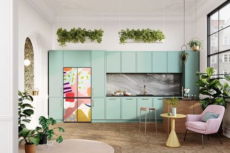 Pantone 2023 home Intoxicant Palette is a party you don't want to leave. #colortrends2023 #homedecor #customrefrigerator Monochromatic Kitchen, Alex Proba, Luxe Kitchen, Bath Trends, Samsung Bespoke, Kitchen Bathroom Remodel, Luxe Interiors, Bespoke Kitchens, Large Homes