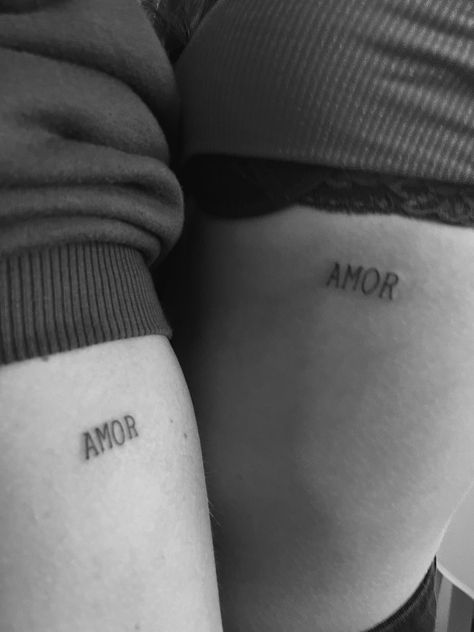 Amor Rib Tattoo, Rib Matching Tattoos, Amor Tattoo, Discreet Tattoos, Rib Tattoo, Matching Tattoos, Tattoo On, Triangle Tattoo, Tattoo Quotes