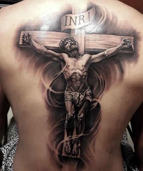 Holy Jesus tattoo - 20 Holy Jesus tattoos  <3 <3 Jesus On Cross Tattoo, Crucifix Tattoo, Cruces Tattoo, Religion Tattoos, Christus Tattoo, Tato 3d, Jesus Christ Tattoo, Jesus Tattoo Design, Tato Ikan Koi