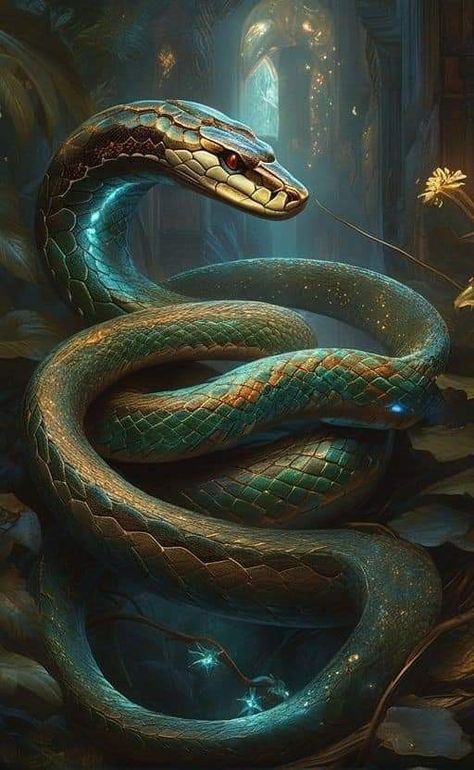 Anaconda Wallpaper, Fantasy Serpent, Snake Mythology, Fantasy Snake, Layers Of The Ocean, Most Dangerous Animals, Scary Snakes, Beautiful Universe, Colorful Snakes