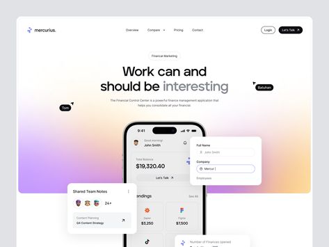 App Template Design, Portfolio Landing Page, Saas Landing Page, Best Landing Page Design, App Design Layout, App Landing Page, Finance App, Ui Design Website, App Template