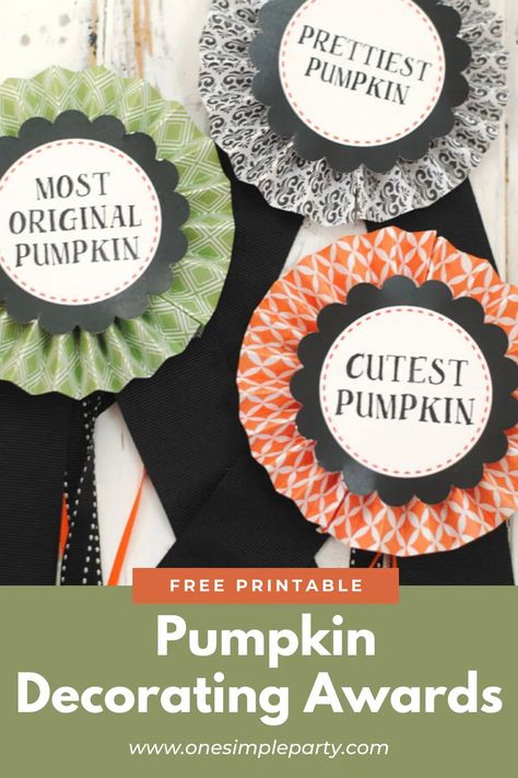 Help your pumpkins shine this Halloween with these free printable Pumpkin Decorating Awards. Print your free printable award circles and create prize ribbons. Perfect for a pumpkin party, fair or pumpkin decorating contest. Check out the full tutorial on our website here. #pumpkindecoratingawards #pumpkindecoratingcontest #pumpkindecoratingribbons Pumpkin Decorating Party, Pumpkin Painting Party, Pumpkin Decorating Diy, Pumpkin Carving Contest, Pumpkin Decorating Contest, Award Ribbons, Pumpkin Carving Party, Pumpkin Contest, Award Ideas