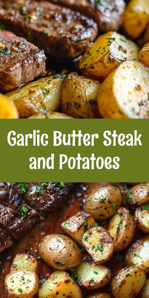 Preparing Garlic Butter Steak and Potatoes feels like a cozy family gathering, infused with love and warmth. The sizzle of the steak, the aroma of garlic, and laughter around the kitchen fill the air, making it a perfect meal for cherished moments together. Garlic Butter Steak And Potatoes, Butter Steak And Potatoes, Sizzle Steak Recipes, Creamy Garlic Mashed Potatoes, Crusted Chicken Breast, Steak And Potatoes, Garlic Steak, Chopped Steak, Steak Potatoes