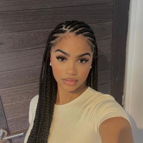 Image: @braidsgang // Instagram Ethiopian Cornrows, Braided Hairstyles Light Skin, Braids For Round Faces, Small Fulani Braids, Half Head Braids, Mexico Braids, Boho Cornrows, Braided Hairstyles For Black Women Cornrows, Box Braids Hairstyles For Black Women