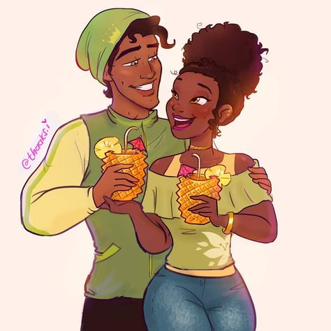 modern Disney couples Tiana And Naveen, Princesas Disney Anime, Disney Princess Tiana, Wallpaper Macbook, Disney Board, Black Couple Art, Disney Princess Modern, Disney Princess Drawings, Princess Drawings