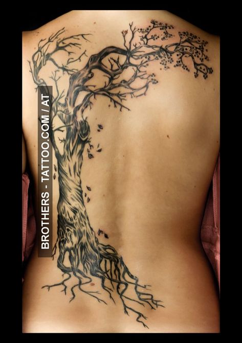 Tree Tattoo On Chest Women, Willow Tree Back Tattoo Women, Large Tree Tattoo Back Pieces, Tree Branch Back Tattoo, Tree Shoulder Tattoo Women, Tree Tattoo Black Women, Tattoo On Back Black Women, Shoulder Tree Tattoo, Realistic Tree Tattoo