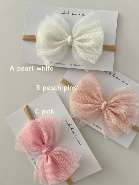 Ballerina Tulle Bow Baby Headband, Stretch Soft Headband, Newborn Tulle Headband, Toddler Tulle Bow - Etsy 日本 Baby Lace Headband, Tulle Hair Bows, Tulle Headband, Christmas Presents For Kids, Diy Hair Accessories Ribbon, Bow Hairband, Tulle Bow, Newborn Bows, Christmas Stocking Pattern