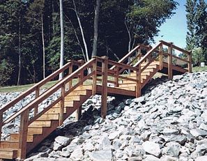 Decks and Stairs – Buggs Island Dock Service Lake House Backyard, Cottage Stairs, Beach Stairs, Briar Patch, Landscape Stairs, Timber Stair, Moon Set, Small Log Cabin, Sloped Backyard