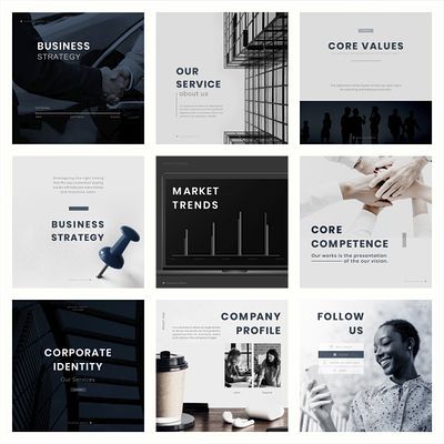 Corporate Social Media Template, Business Feed Ideas, Professional Social Media Posts, Social Media Manager Template, Social Media Design Corporate, Professional Social Media Design, Business Social Media Posts Design, Corporate Social Media Design, Minimalist Social Media Design