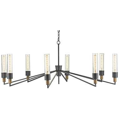 Delgado 51 3/4" Wide Antique Black Wood 8-Light Chandelier Reclaimed Wood Chandelier, Candle Sleeves, Edison Bulbs, Transitional Chandeliers, Vintage Edison Bulbs, Wood Chandelier, Ceiling Canopy, Chandelier Design, Black Chandelier