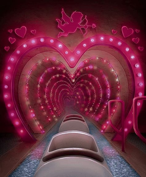 Pastel Pink Love Aesthetic, Pink And Red Love Aesthetic, Kitschy Valentines Day, Pink Carnival Aesthetic, Tunnel Of Love Aesthetic, Pink Circus Aesthetic, Pink Heart Tunnel, Pink Romantic Aesthetic, Pink And Red Aesthetic