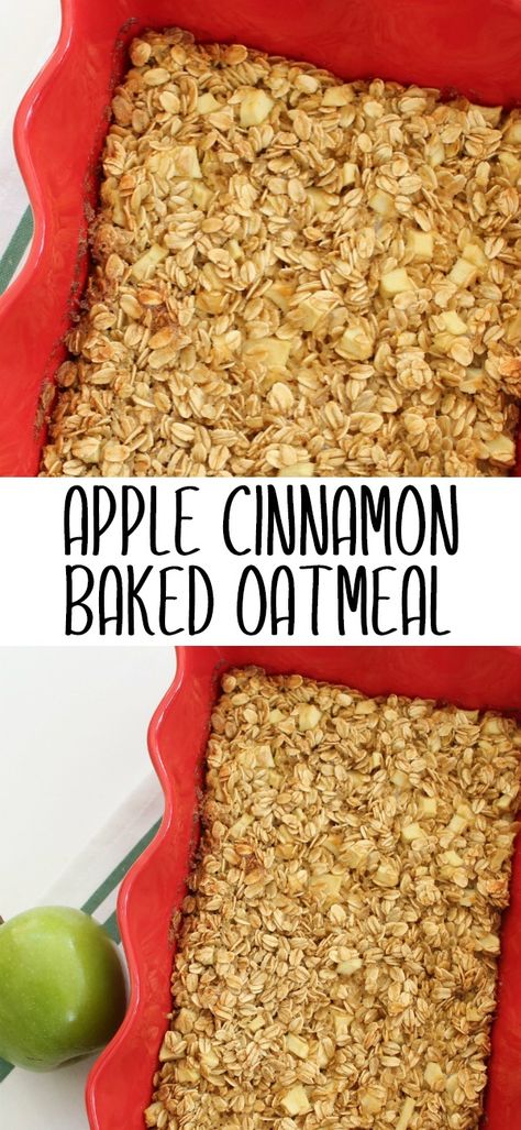 Apple cinnamon baked oatmeal is a make-ahead breakfast recipe that's affordable and filling! Cinnamon Apple Oatmeal Bake, Apple Baked Oatmeal Recipes, Baked Oatmeal With Applesauce, Applesauce Baked Oatmeal, Baked Oatmeal Apple Cinnamon, Overnight Baked Oatmeal, Oatmeal Recipes Crockpot, Apple Cinnamon Oatmeal Muffins, Apple Baked Oatmeal