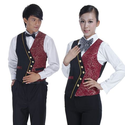 Bar Waiter Uniform, Vest Uniform, Waiter Outfit, Hotel Uniforms, Waiter Uniform, Super Club, Uniform Ideas, Hotel Uniform, Chef Wear