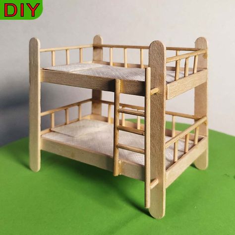 54K views · 1.7K reactions | DIY Popsicle Stick Bunk Bed Miniature Making | Woodcraft, bed | How to Make Miniature Dollhouse Bunk Bed Craft from Ice-cream sticks. Step by step instructions to build a Beautiful Bunk Bed using Popsicle sticks.... | By SD Art Craft & Ideas | Facebook Small Doll House Diy Ideas, Diy Dollhouse Bunk Bed, Miniature Bed Diy, Ice Sticks Craft Ideas, Diy Doll Bunk Bed, Popsicle Stick Furniture, Dollhouse Bunk Bed, Diy Miniature Furniture, Miniature Making