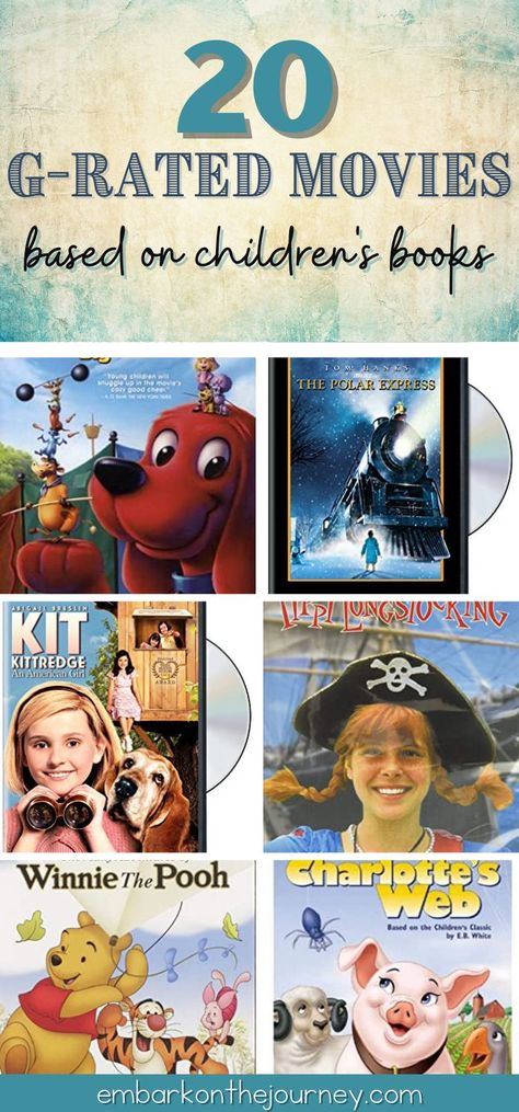 G Rated Movies For Kids, G Rated Movies For School, Less Stimulating Shows For Kids, 2000s Kids Movies, Classic Movies For Kids, Best Cartoon Movies, Movies Based On Books, Church Library, Conversation Starters For Kids