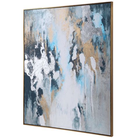 Stormy Seas Hand Painted Canvas | Uttermost Teal And Light Blue, Uttermost Art, Light Blue Shades, Uttermost Mirrors, Stormy Seas, Stormy Sea, Painted Canvas, Hand Painted Canvas, Gallery Frame