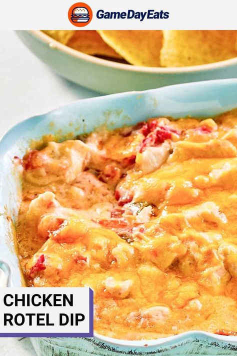 Indulge in heavenly Chicken Rotel Dip, a perfect blend of tender chicken, creamy mushroom soup, spicy rotel tomatoes and green chilies, and melted cheddar cheese. A delectable appetizer that's baked to perfection. This rotel dip with chicken is sure to become a crowd-pleaser. Get the easy recipe and find out how to make the best chicken rotel dip for your next gathering. Rotel Chicken Bake, Rotel Dip With Chicken, Chicken Rotel Dip, The Best Rotel Dip, Best Rotel Dip, Chicken Creamy Mushroom, Dip With Chicken, Chicken Rotel, Heavenly Chicken